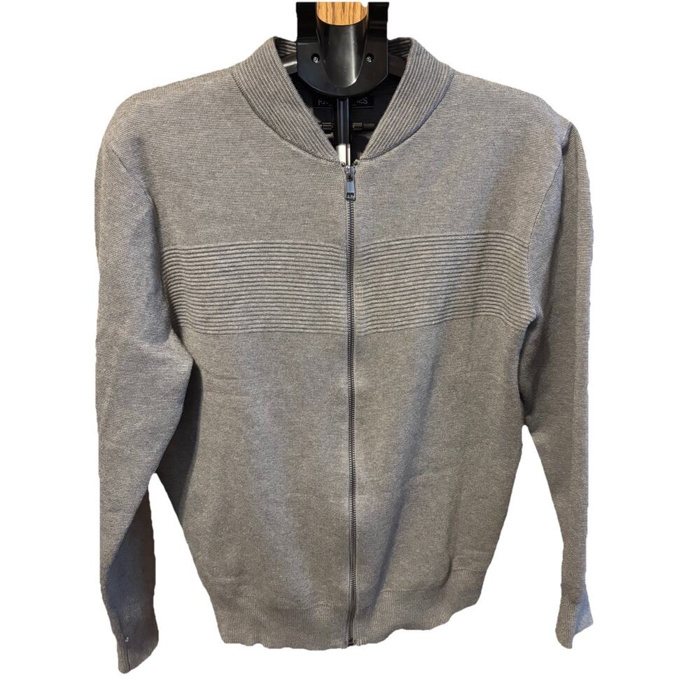 PJ Paul Jones Mens‎ M Grey  Knit Full Zip Cardigan Grandpa Core Soft Casual